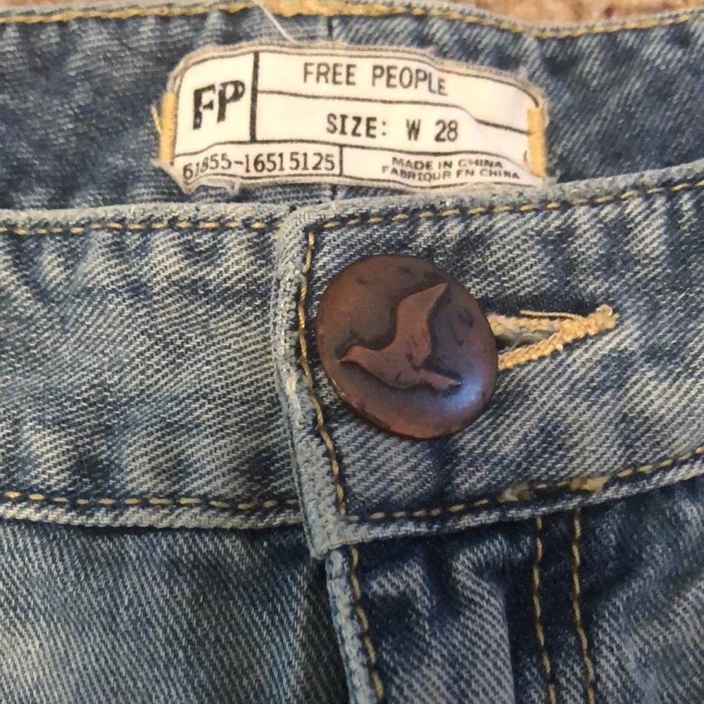 Free People Light Blue Distressed Denim Jean Shorts